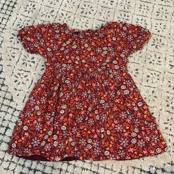 Cat & Jack Burgundy Floral Short Sleeve Toddler Dress 2T - Picture 1 of 6